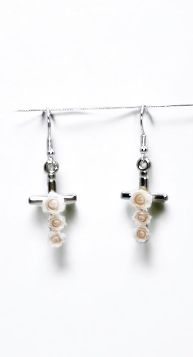 Miniature : The Divine Rose Cross Earrings