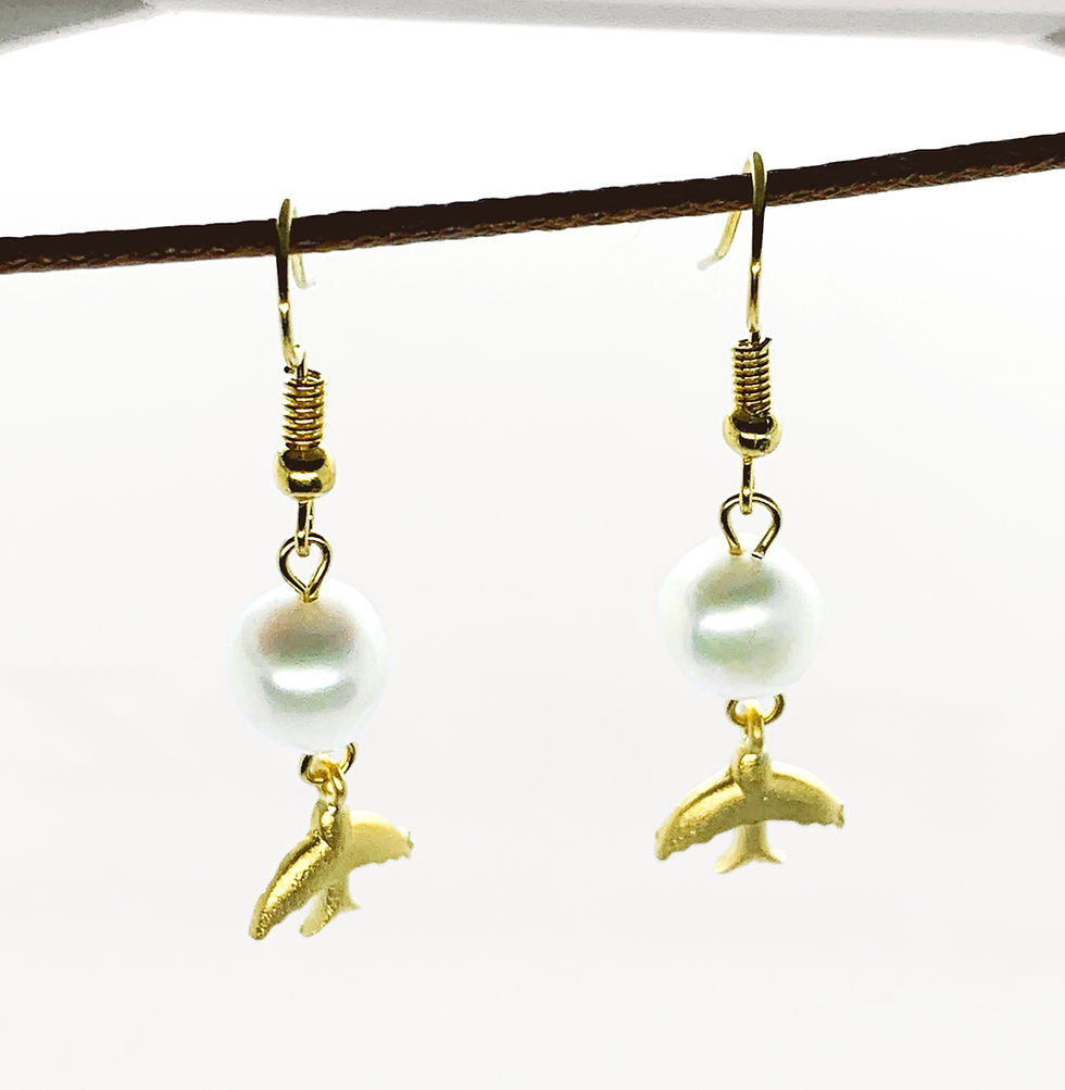 Miniatura: Swallow Earrings  - Gold Plated with Natural Pearl