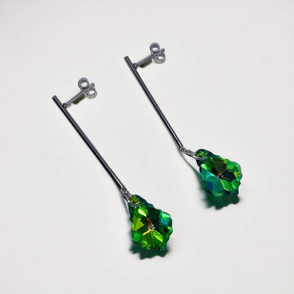 Miniaturbild: Green Glass Drop Earrings