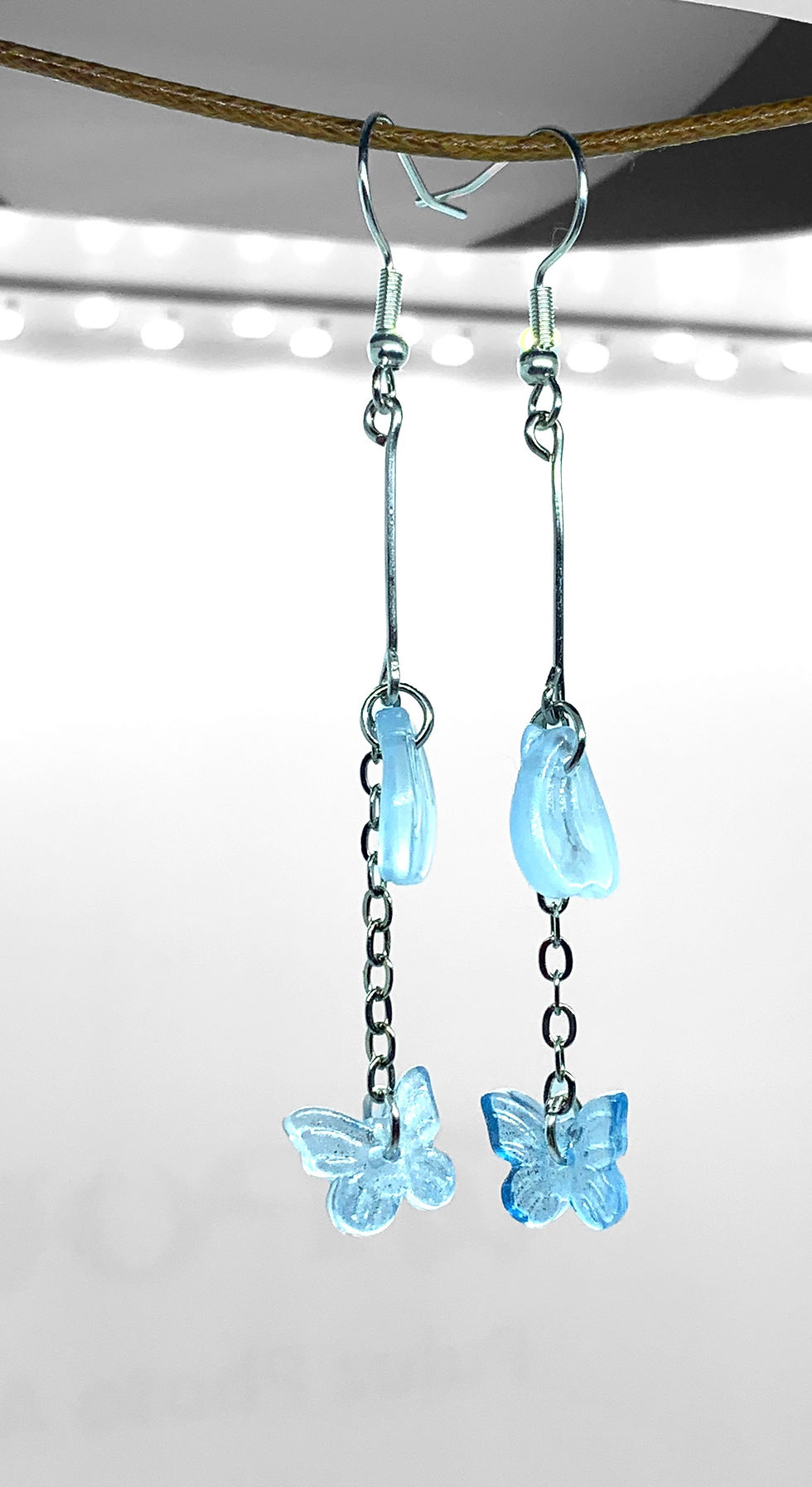Miniatyrbild: Blue Morpho Earrings - Silver Plated Hooks