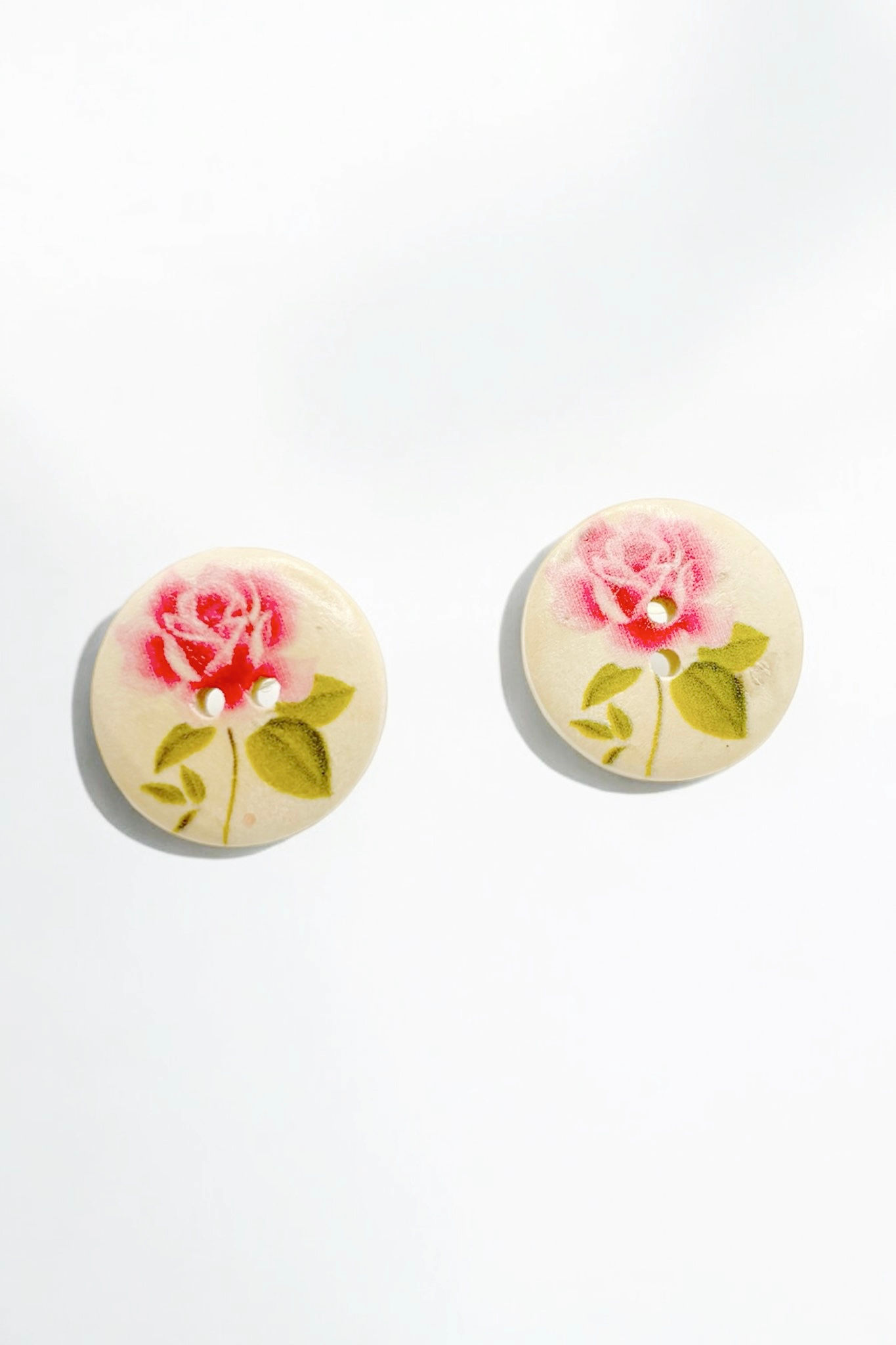 Rose Button Earrings