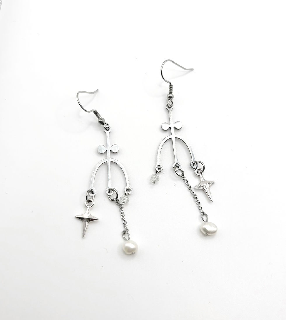 Miniature : Baroque Pearl Star Drop Earrings