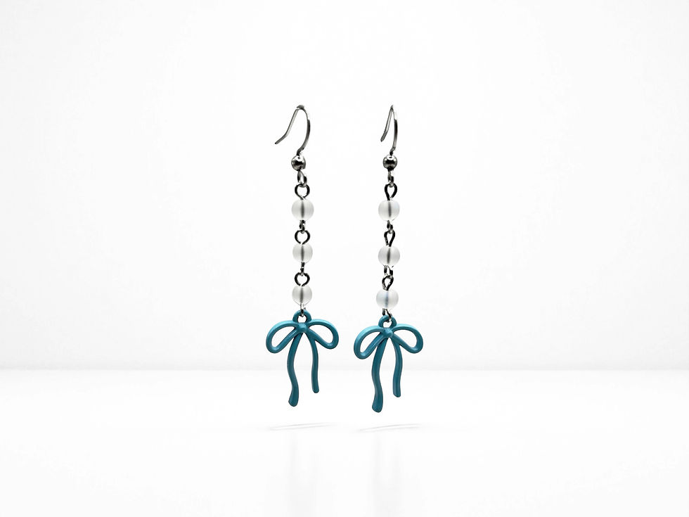 Thumbnail: Blue Bow & Moonbeam Earrings 