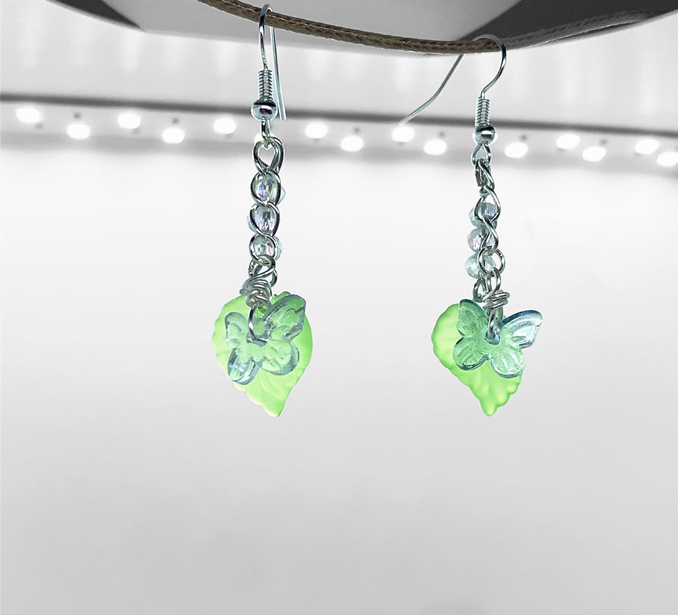 Miniature : Iridescent Butterfly Earrings  - Silver Plated Hooks