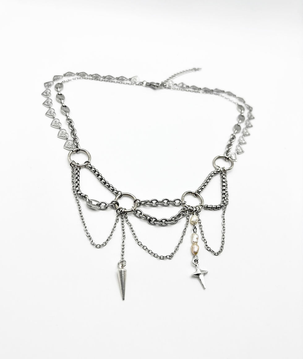 Miniature : The Celestial Drip Baroque Pearl & Chain Choker