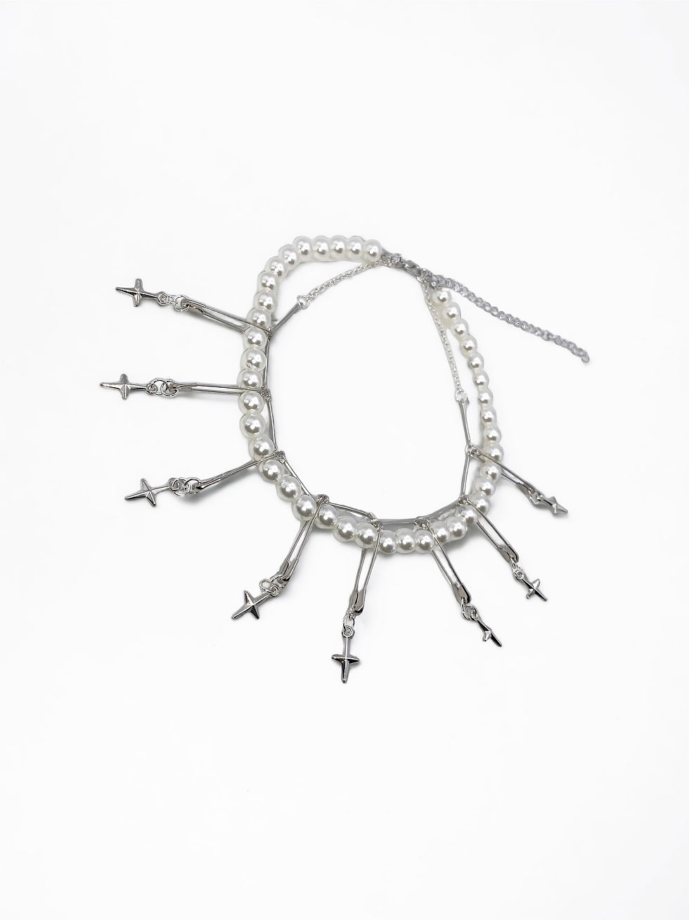 Miniature : Eclectic Pearl Safety Pin Choker