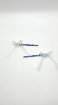 Miniatyrbild: Blue Sparkle Bow Hair Slides