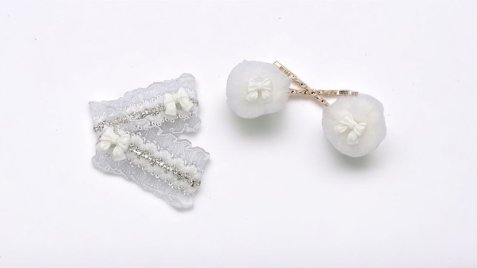 Thumbnail: Lace and Rhinestone Hair Clip Set