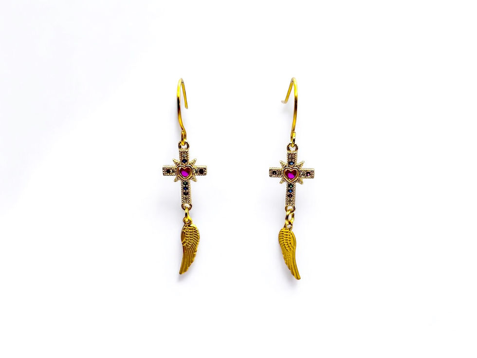 Thumbnail: Winged Cross Drop Earrings