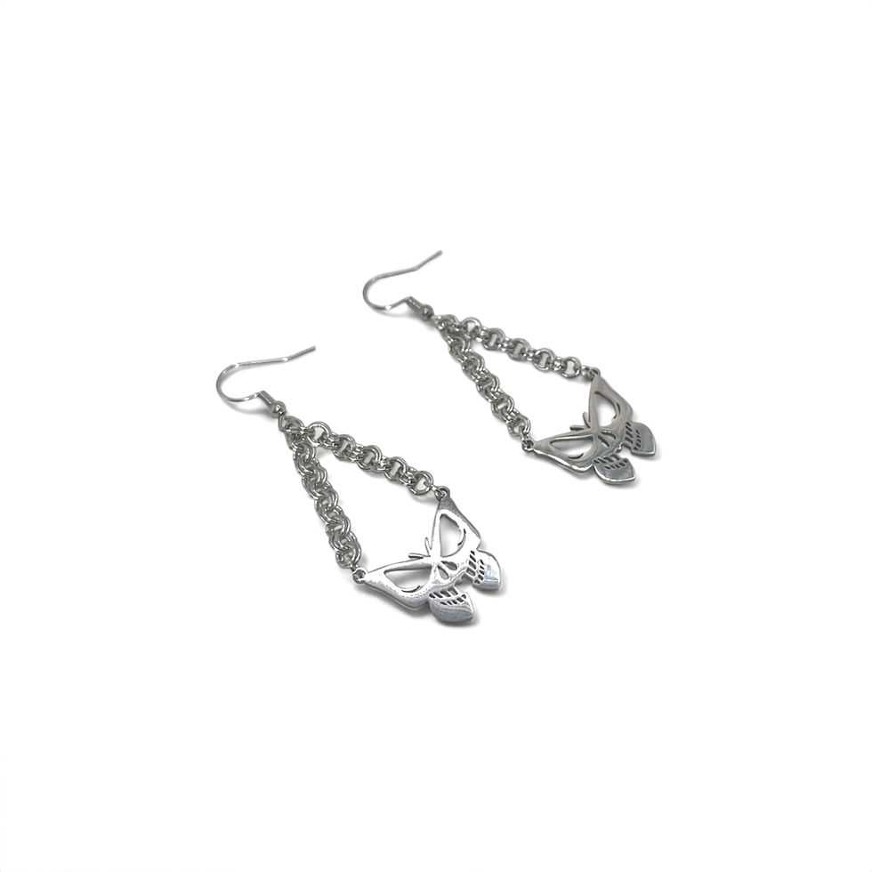 Thumbnail: The Gothic Butterfly Skull Earrings