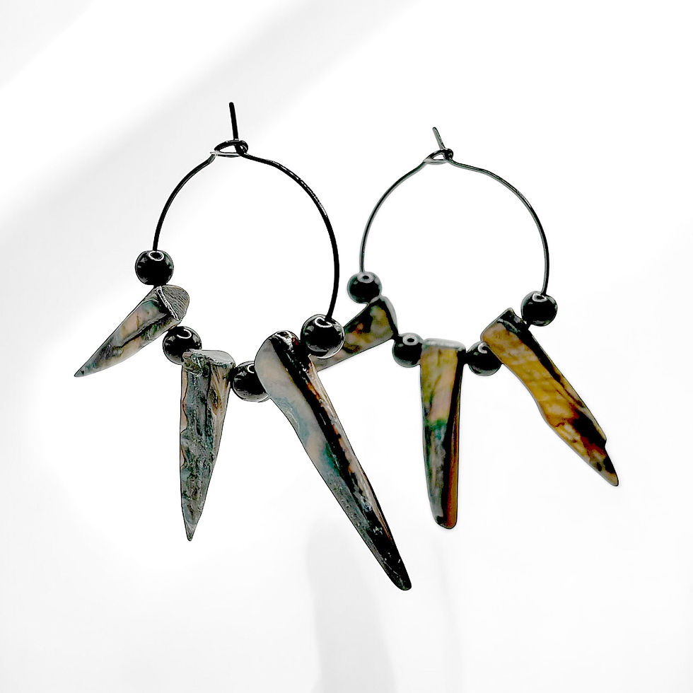 Miniaturbild: Pearl Spiked Hoop Earrings
