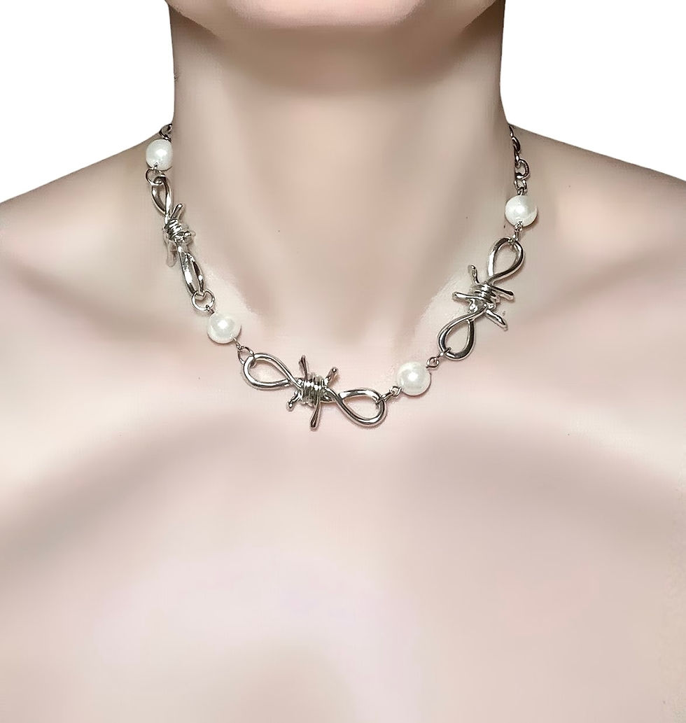 Miniature : Barbed Wire & Pearls Necklace 