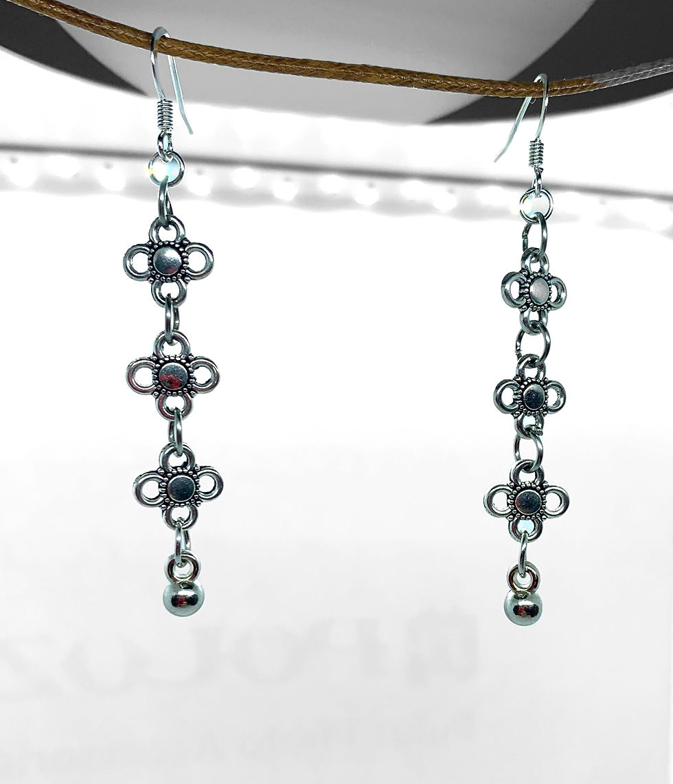 Miniaturbild: Flower Link Earrings - Silver Plated Hooks