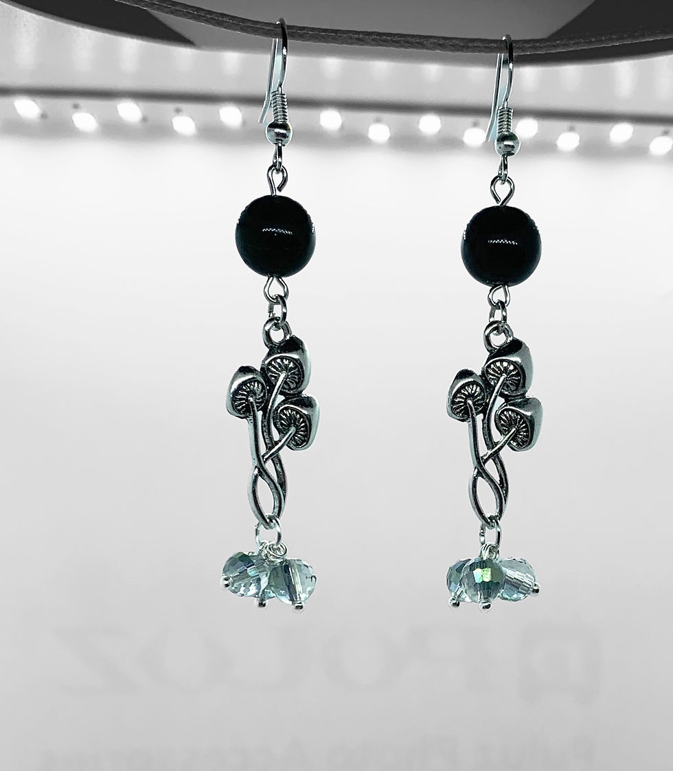 Thumbnail: Whimsy Mushroom Earrings Silver Plated Hooks