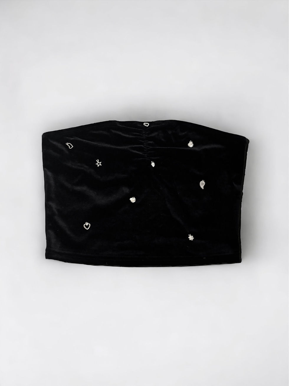 Miniature : Black Velvet Tube Top with Silver Charms