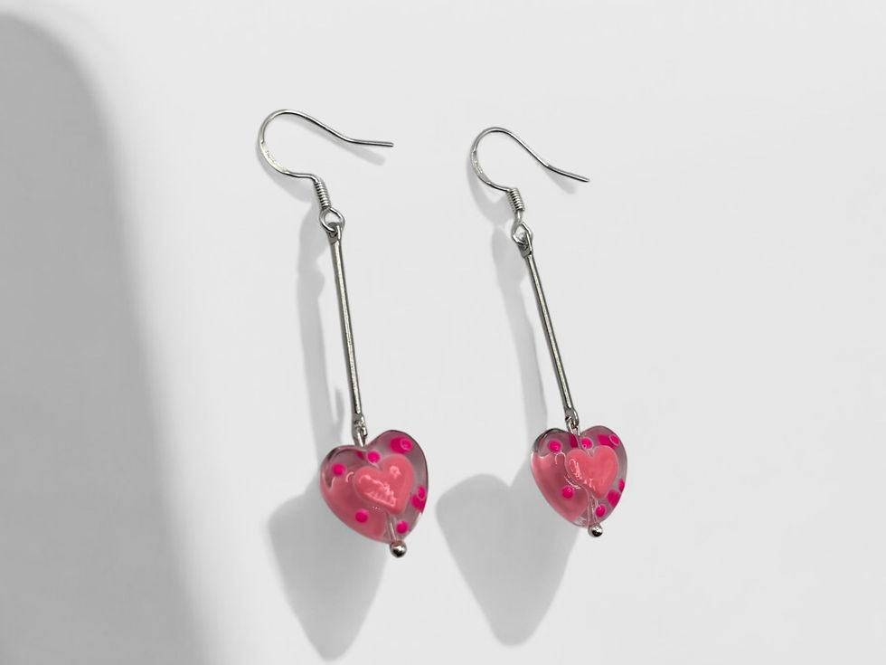 Miniaturbild: Candy Glass Heart Dangle Earrings 