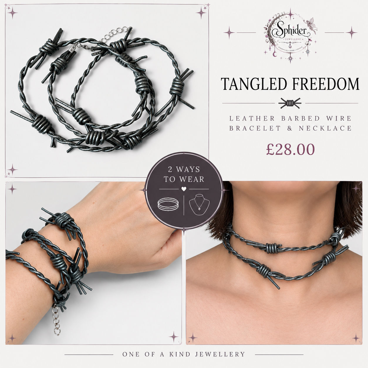 Tangled Freedom – Barbed Wire Wrap Bracelet & Necklace
