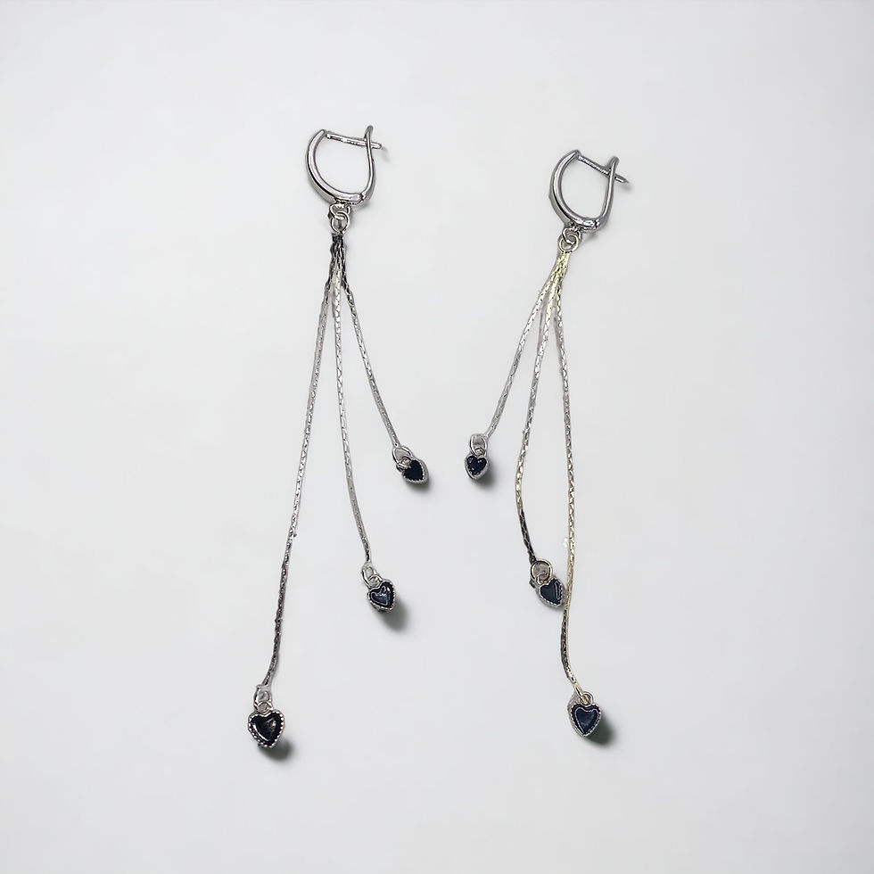 Miniatyrbild: Black Heart Chain Drop Earrings