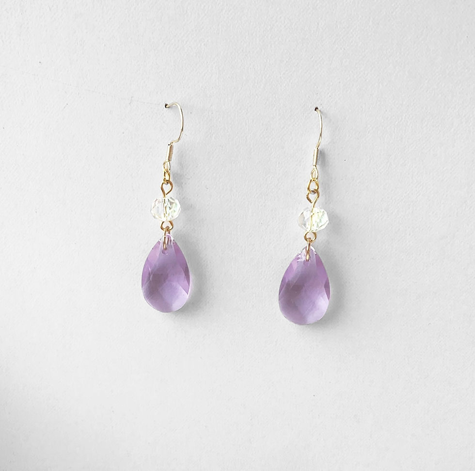 Miniature : Lilac Drop Earrings - Silver Plated