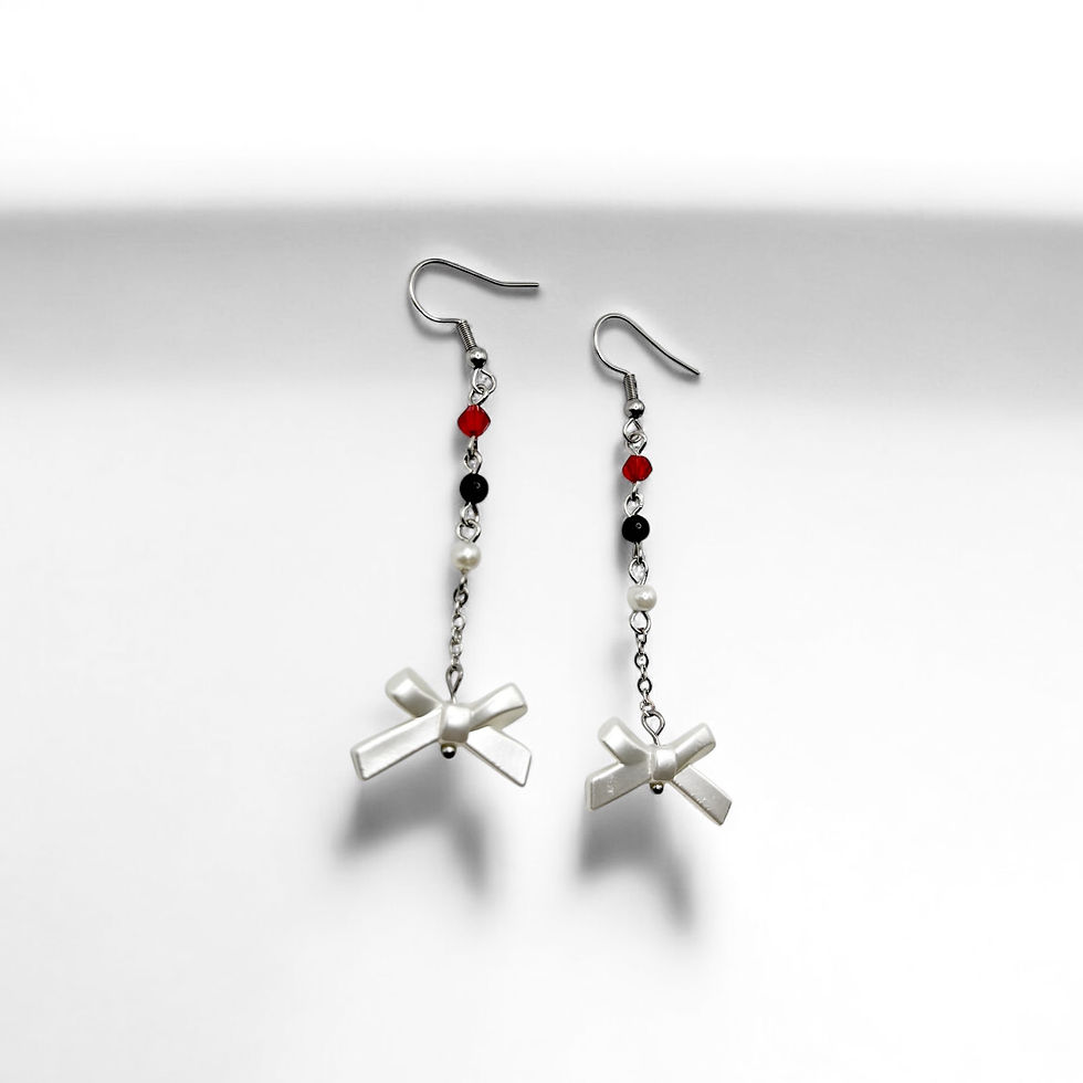 Thumbnail: Beaded Bow Drops Earrings 
