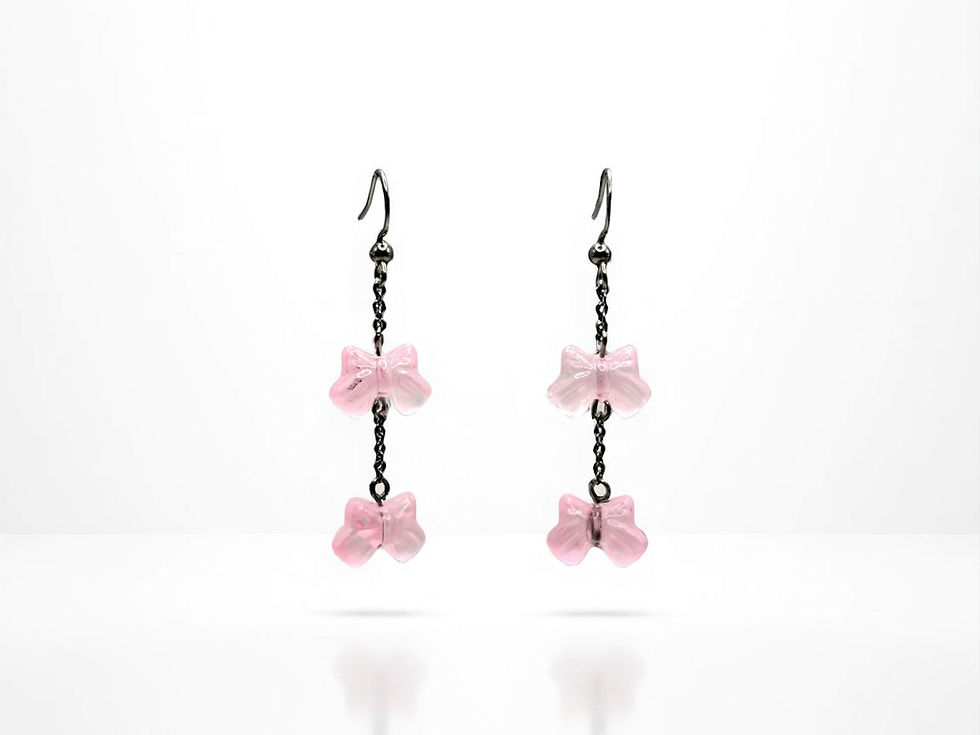 Thumbnail: Sweet Blush Cascade Bow Earrings