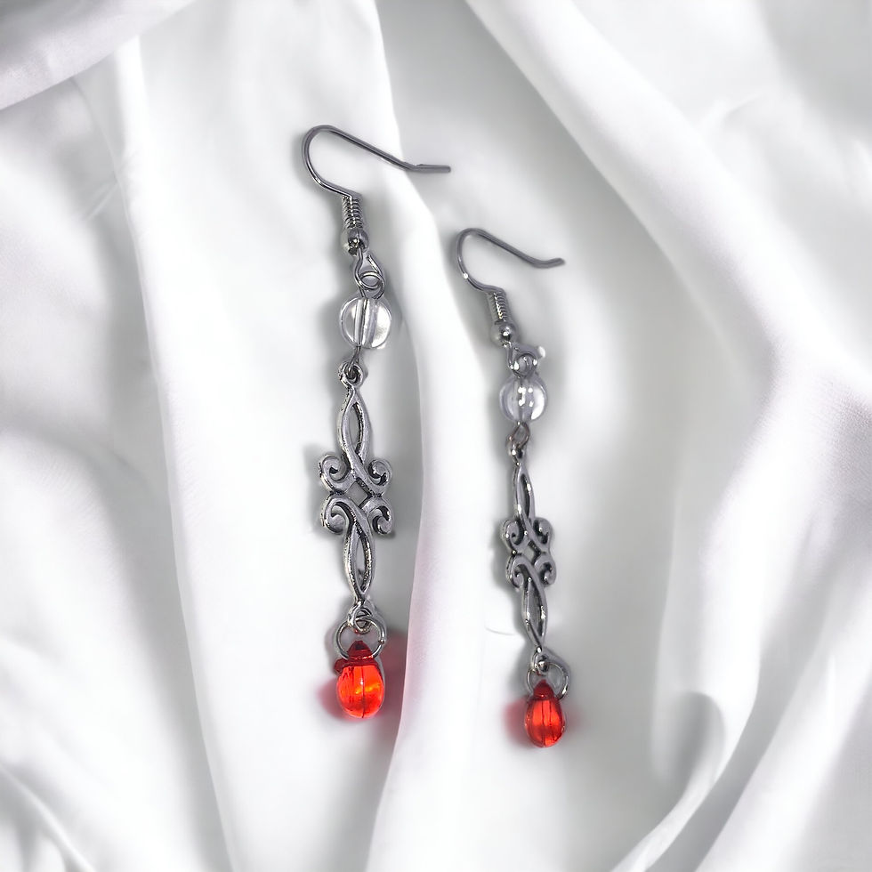 Miniaturbild: Celtic Blood Red Teardrops Earrings