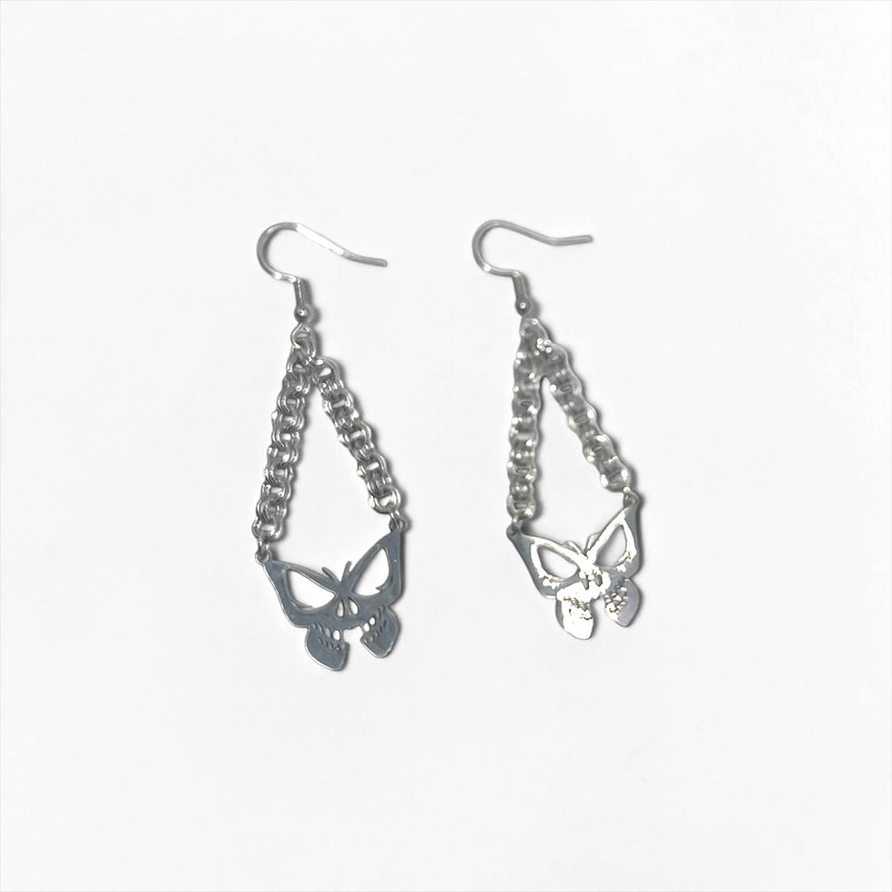 Thumbnail: The Gothic Butterfly Skull Earrings