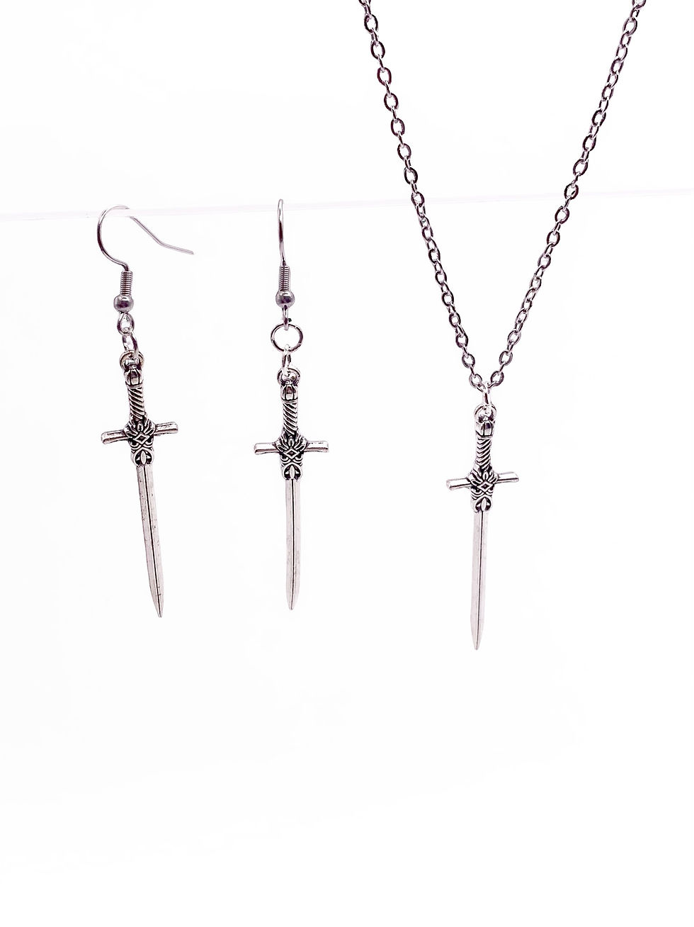 Thumbnail: Dagger Necklace and Earrings Set