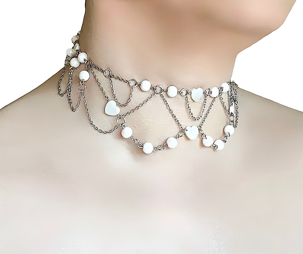 Miniatyrbild: Milkglass Heart Veil Choker