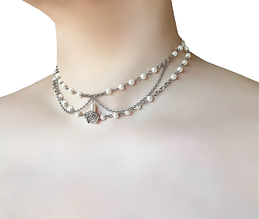 Thumbnail: Ivory Mourning Rose Choker