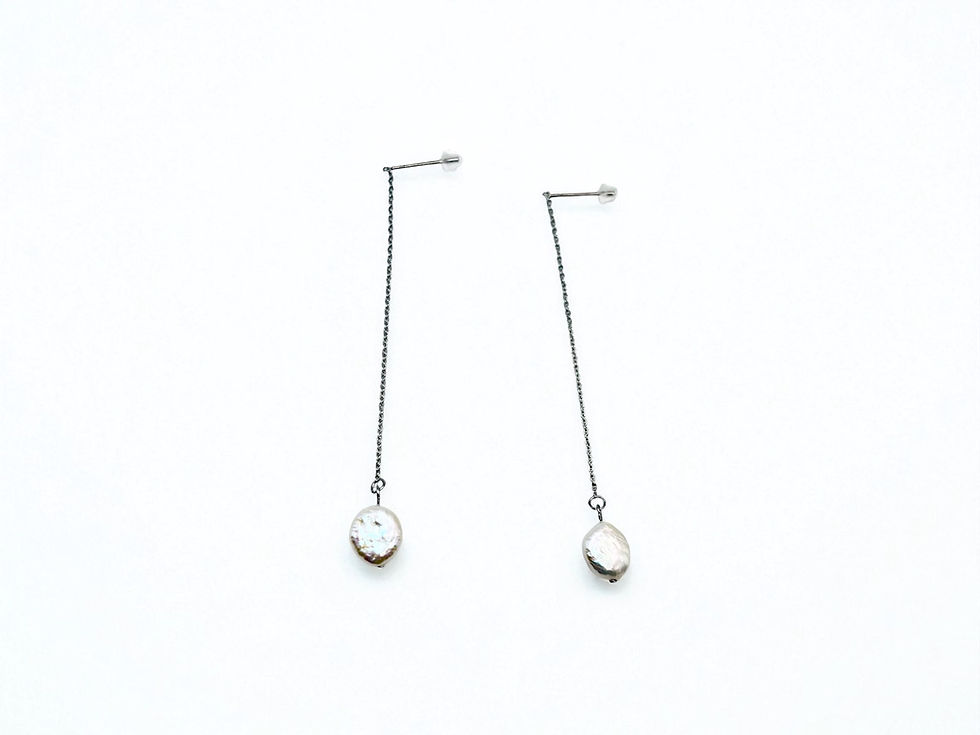 Miniature : Lustre Baroque Button Pearl Threader Earrings