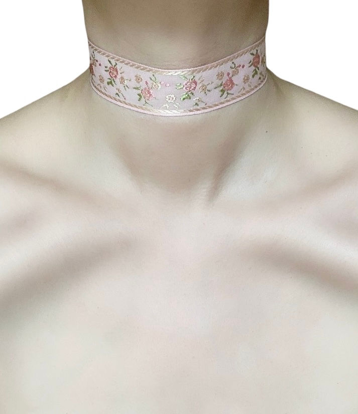 Miniaturbild: Pink Floral Embroidered Choker