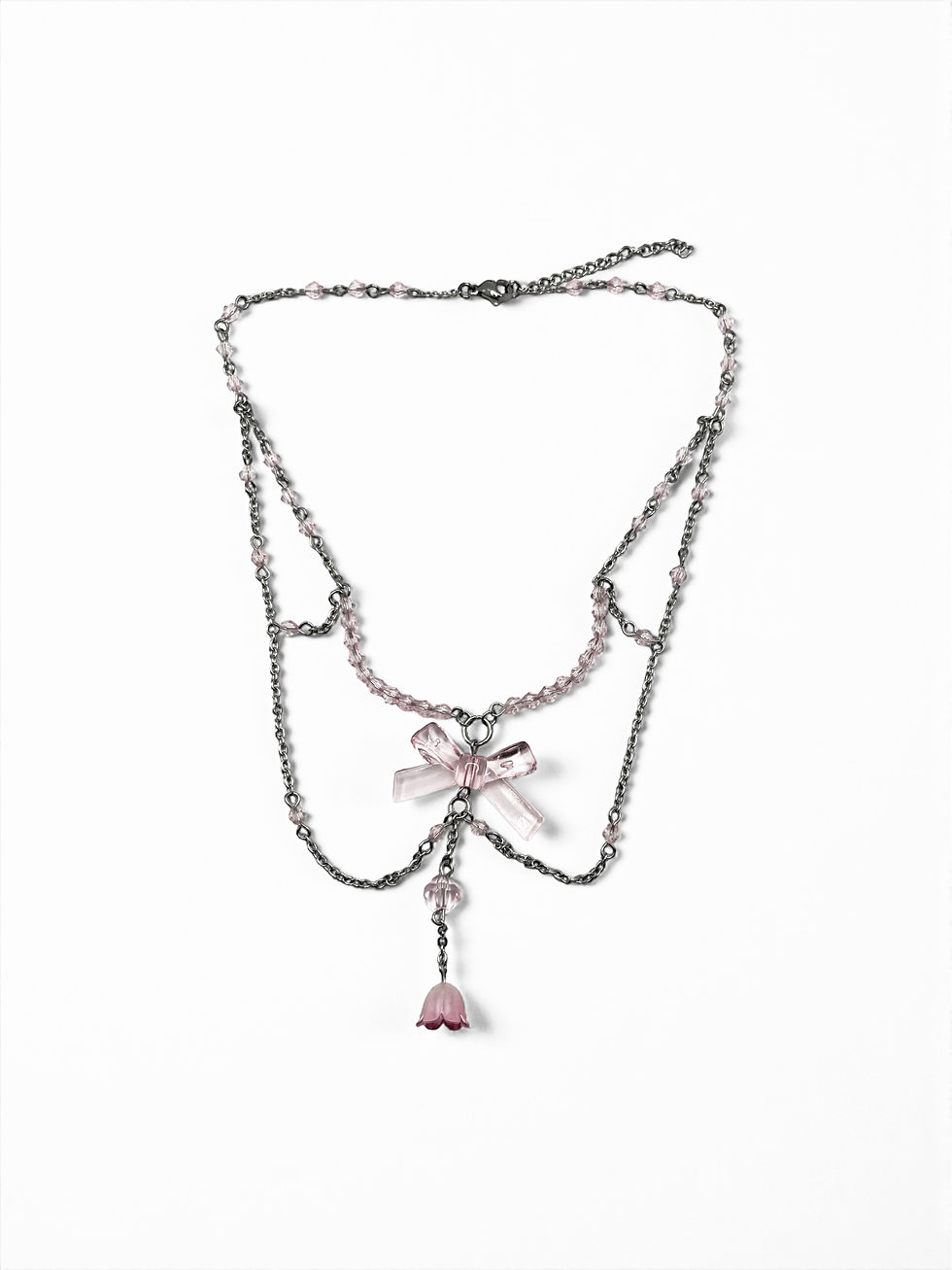 Miniatyrbild: The Delicate Pink Bow Necklace 