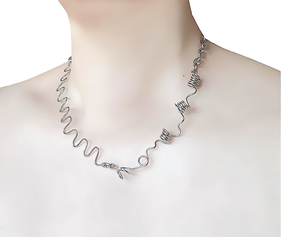 Miniaturbild: The Abstract Silver Wire Sculptural Necklace
