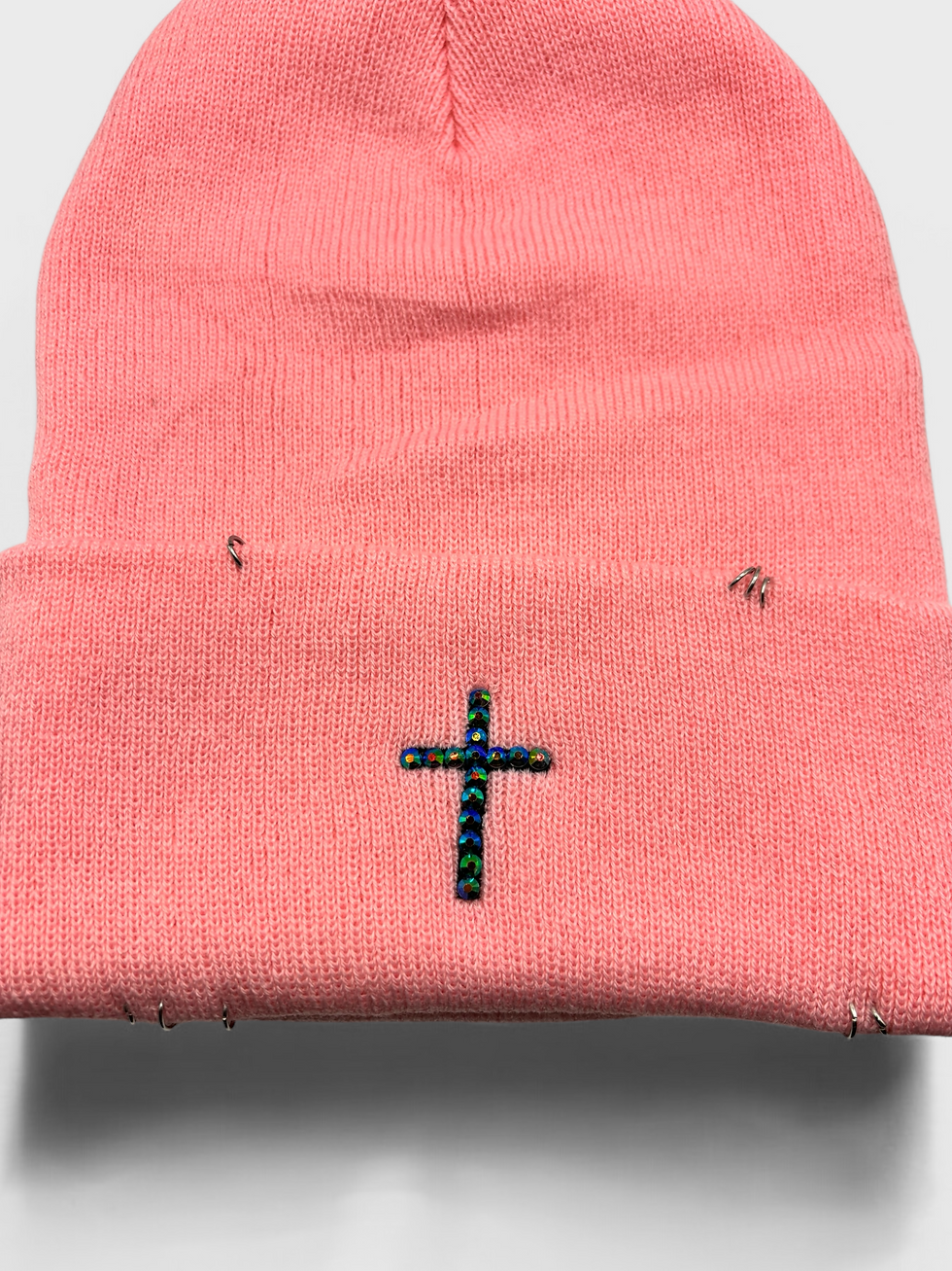 Thumbnail: The Pink Beanie with a Rhinestone Cross