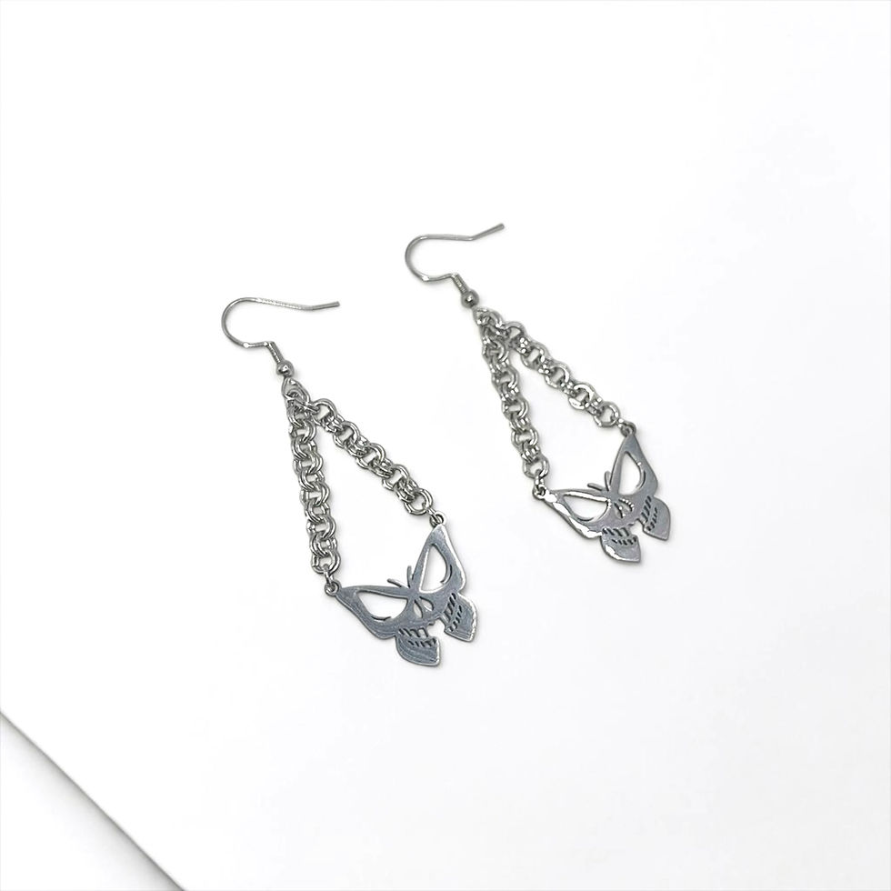 Thumbnail: The Gothic Butterfly Skull Earrings
