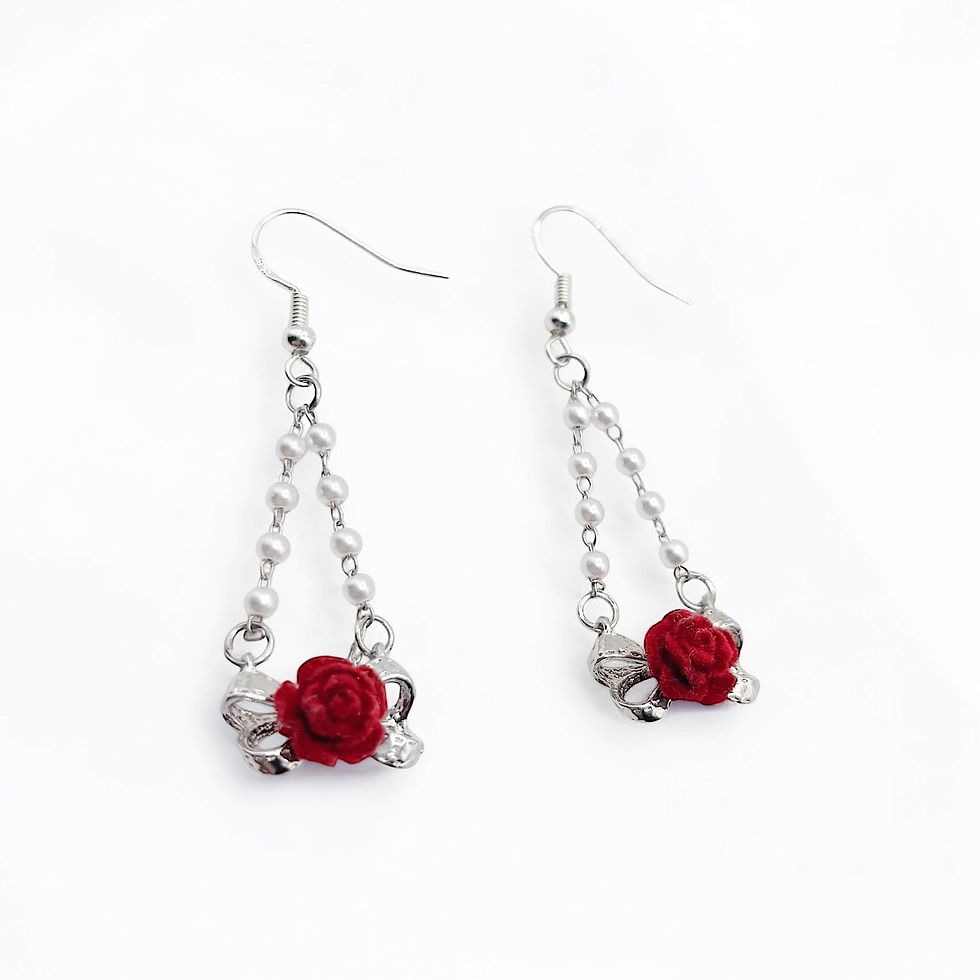 Miniature : Roses and Pearl Earrings