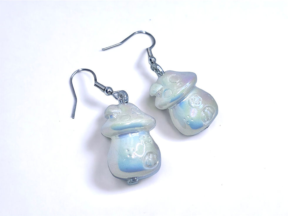 Miniatyrbild: Enchanting Luminous Mushroom House Earrings