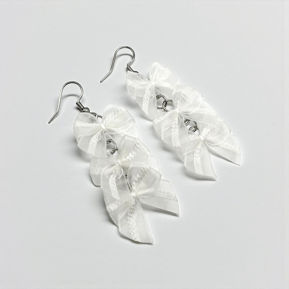 Miniature : Ivory Lace Bow Drop Earrings