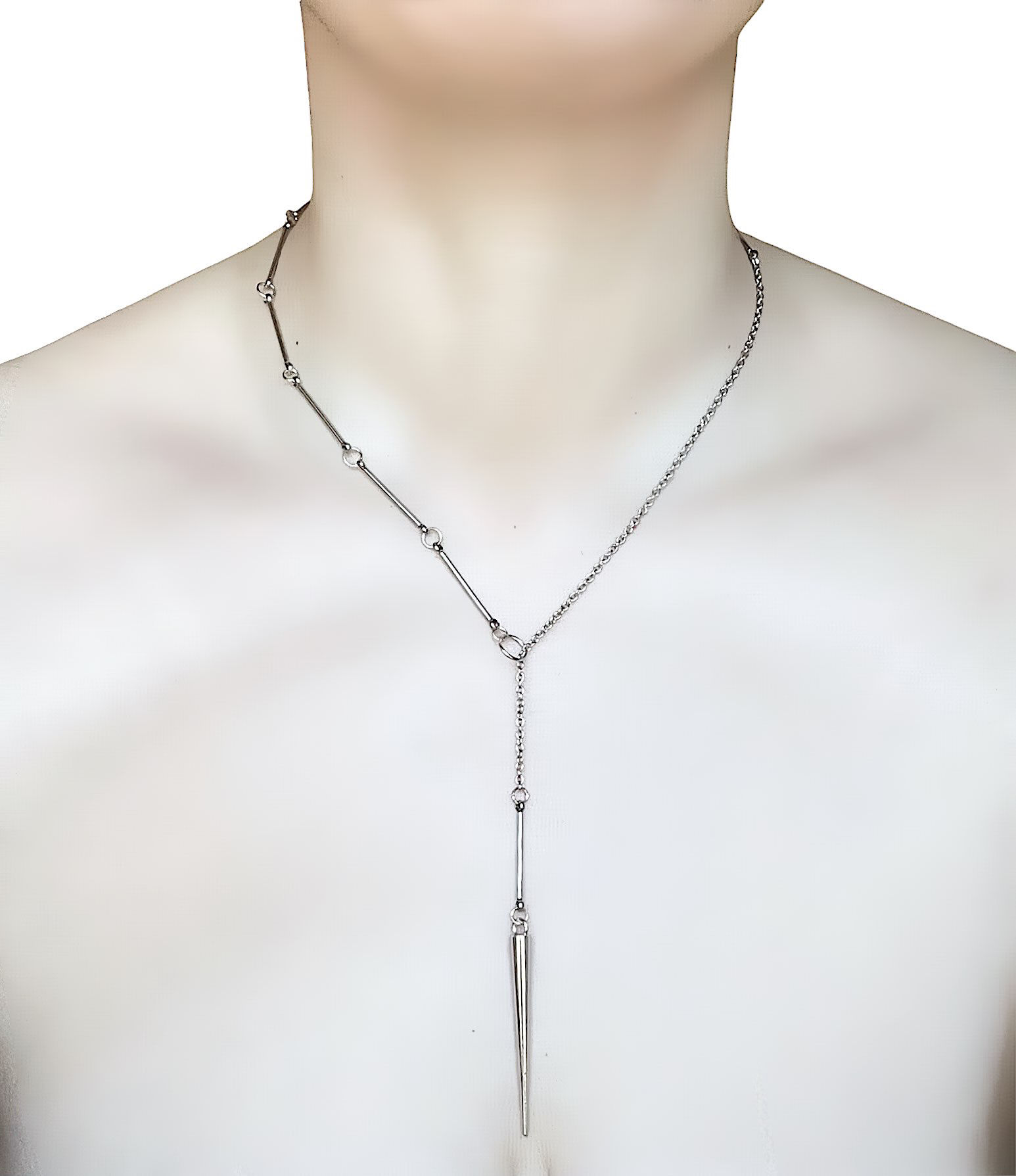 The Silver Spike Lariat Y Necklace