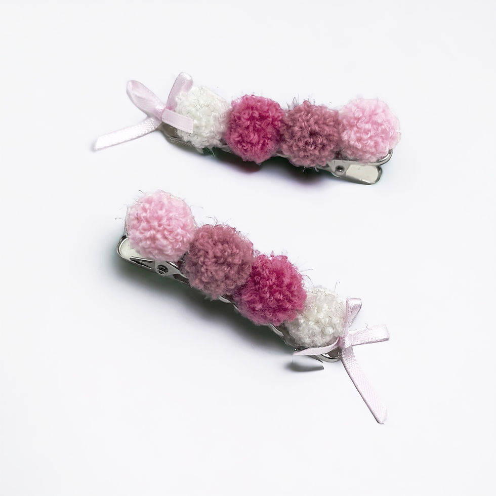Miniature : Pom-pom Hair Clips