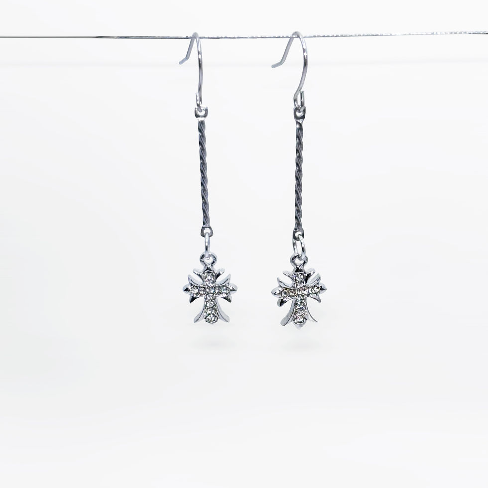 Miniature : Twisted Rhinestone Cross Earrings