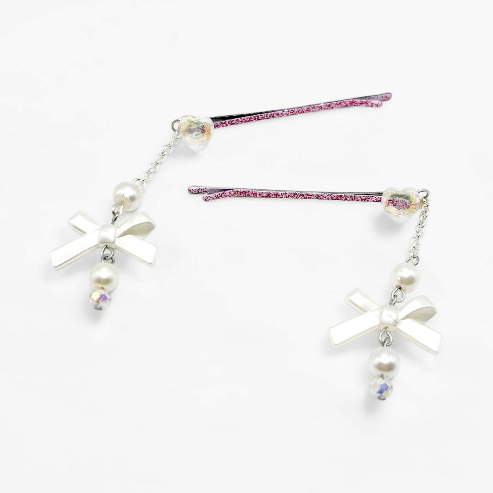 Miniatura: Pink Sparkle Bow Hair Slides