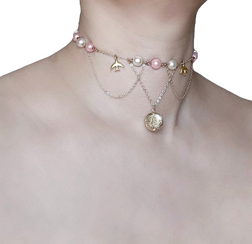 Miniaturbild: Pink Pearl Locket Choker