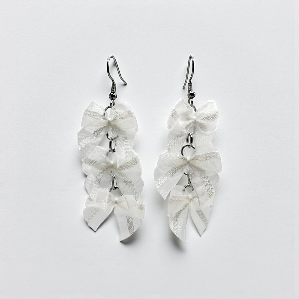 Ivory Lace Bow Drop Earrings