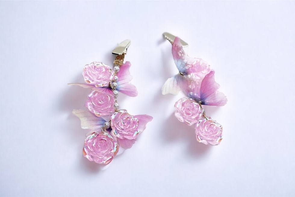 Thumbnail: Iridescent Flower and Butterfly Hair Clips