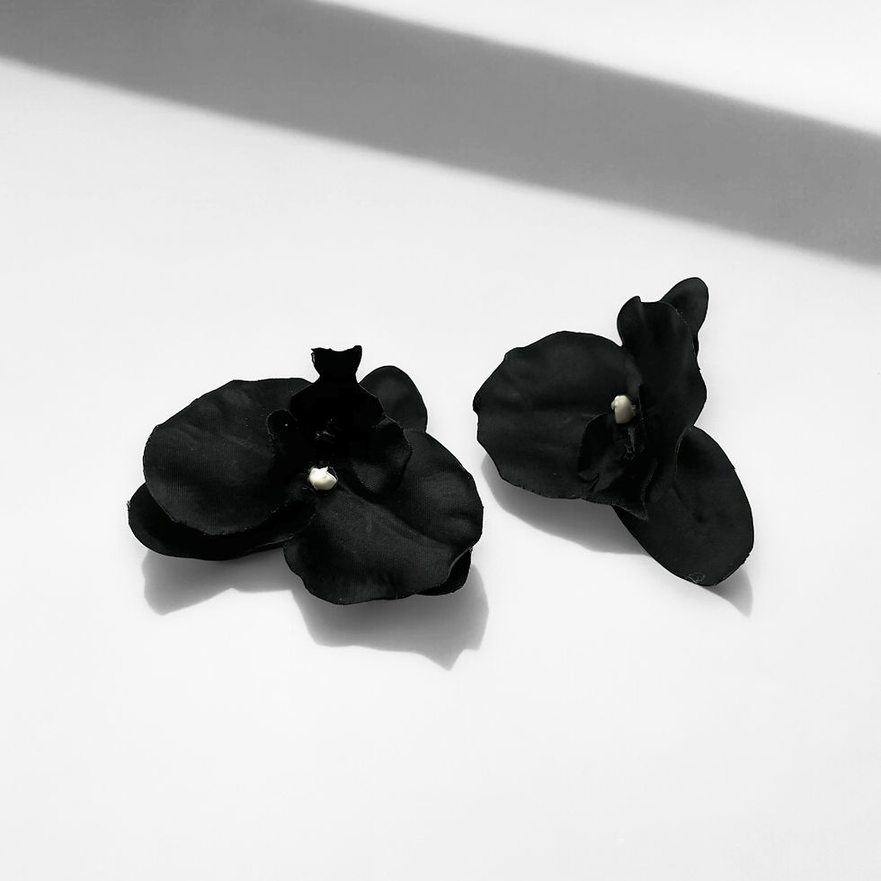 Miniatyrbild: Black Magnolia Orchid Hair Clips
