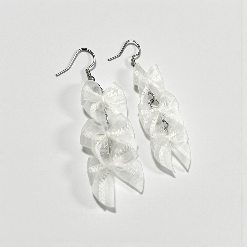 Miniature : Ivory Lace Bow Drop Earrings
