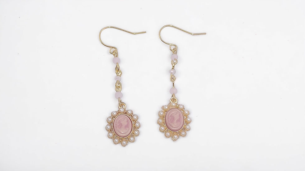 Miniaturbild: Elegant Pink Cameo  Earrings