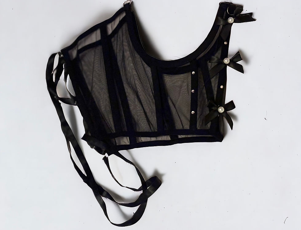 Miniaturbild: Under Bust Corset with Rhinestones and Bows
